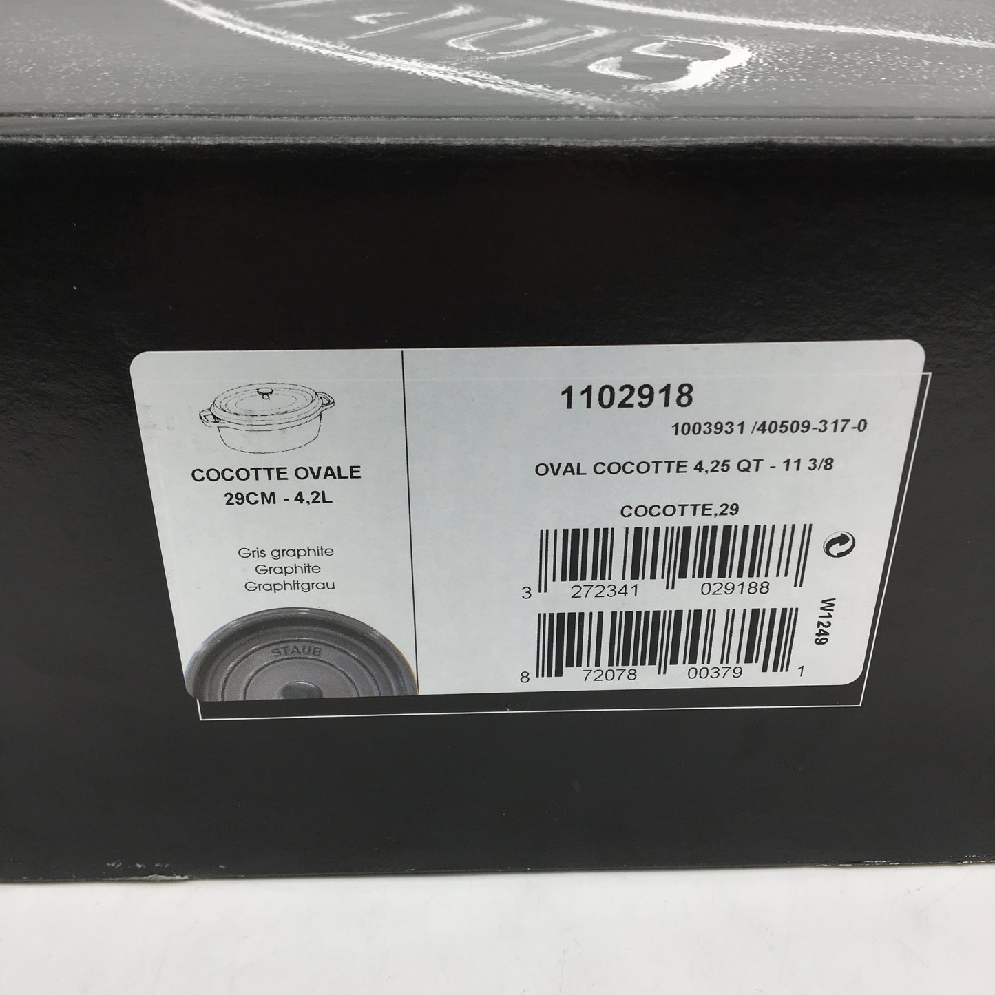 Staub en France Cast Iron Cocotte Oval Roaster 29 cm 4.25 L Graphite Grey