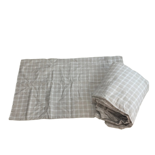 Target Beige White Checked Cotton Fitted Sheet Set Inc 2 P/Cases QUEEN Bed NEW