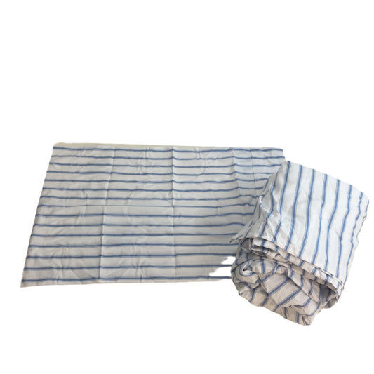 Target White & Blue Striped Cotton Fitted Sheet Set Inc 2 P/Cases QUEEN Bed NEW