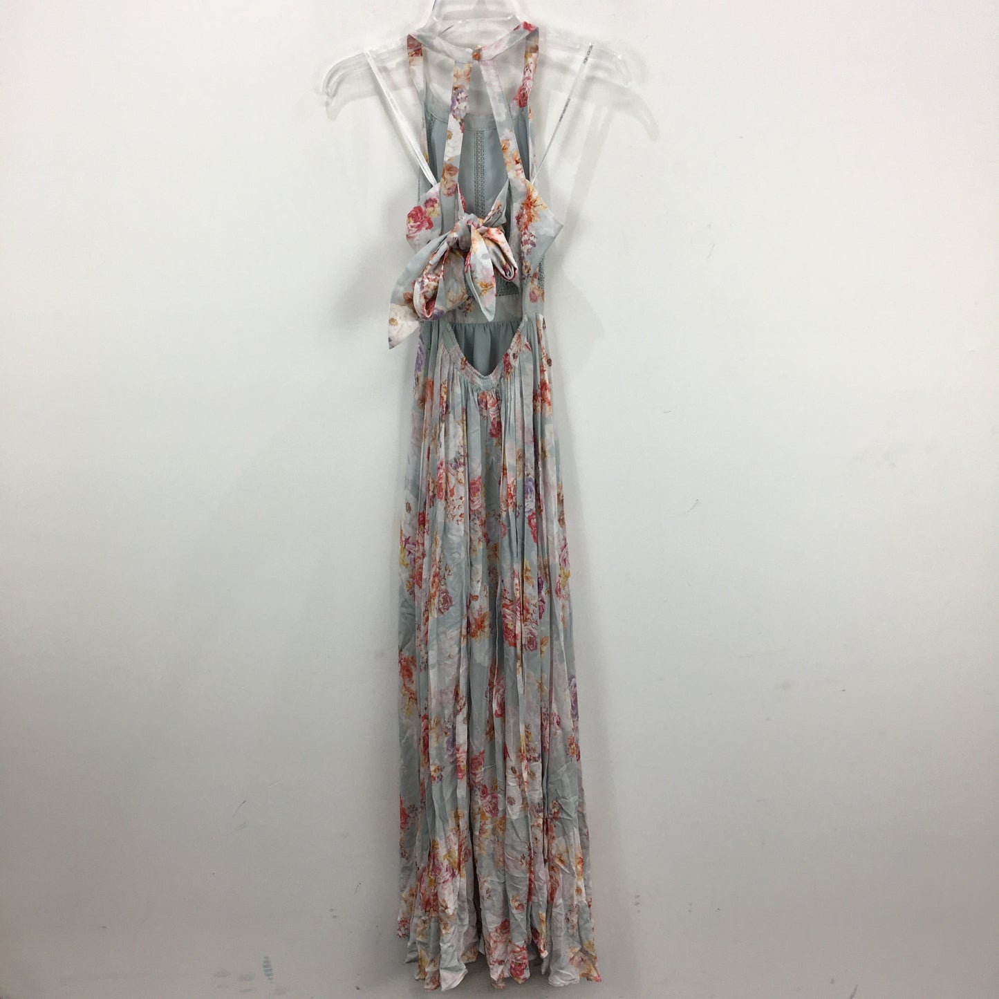 Forever New Petite Ava Lace Trim Blue Floral Maxi Dress Ladies Size AU 4 NEW