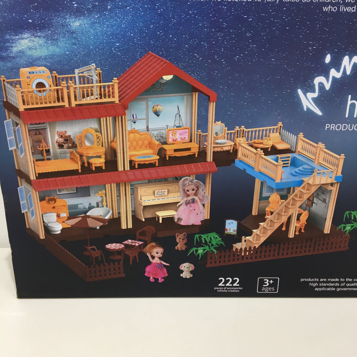 A Girls Dream Theme Honoured Princess House 222 Piece Dollhouse Ages 3+ NEW