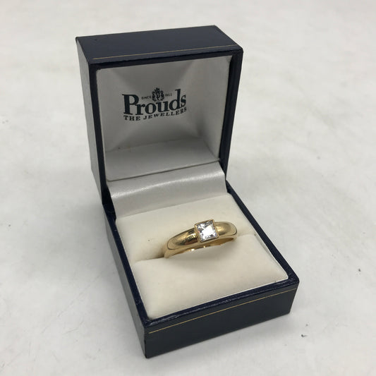 9ct 375 Yellow Gold Square Cubic Zirconia Dome Banded Approx T Larger Size Ring