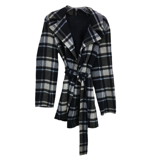 Theory Alpaca Wool Blend Alps Plaid Belted Overlay Jacket Ladies Size M NEW