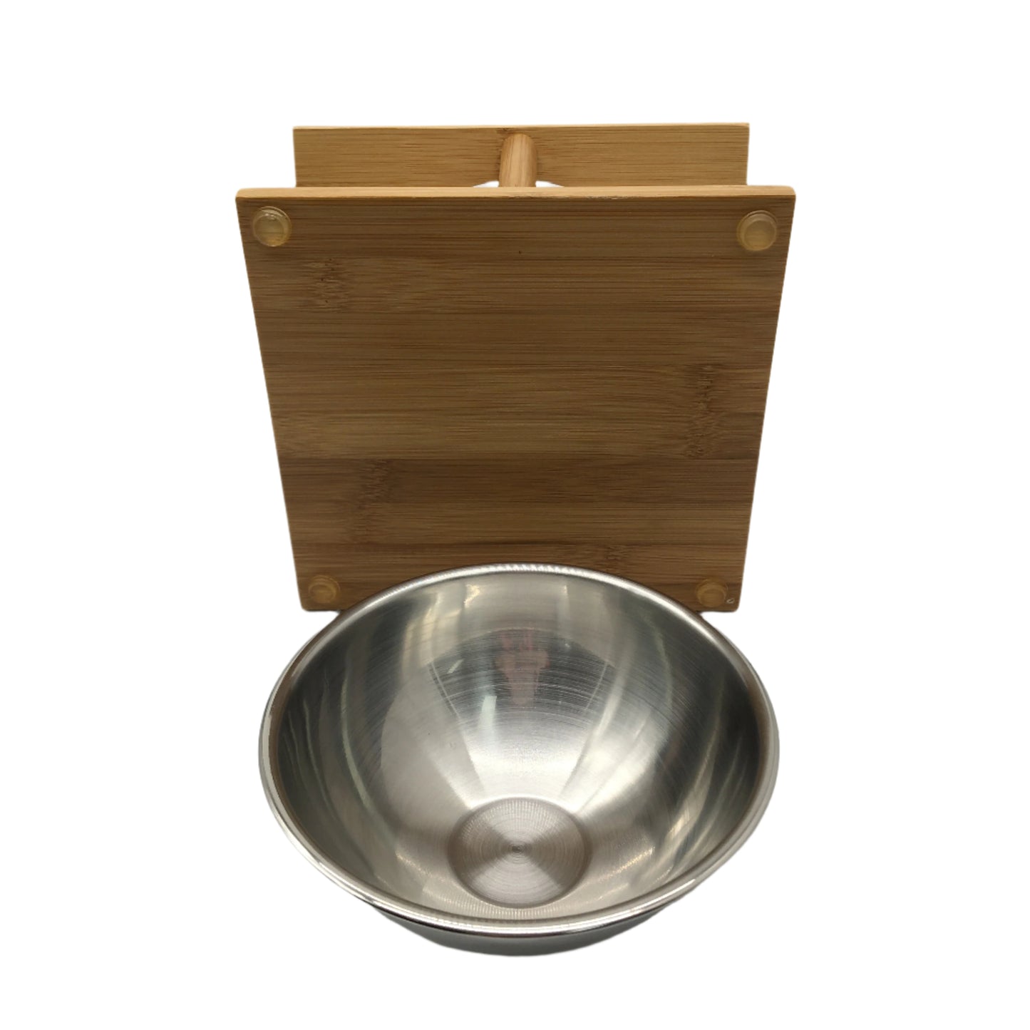2 Pack Bamboo Elevated Slanted Pet Feeder Stand St Steel Bowl Cats & Dogs NEW