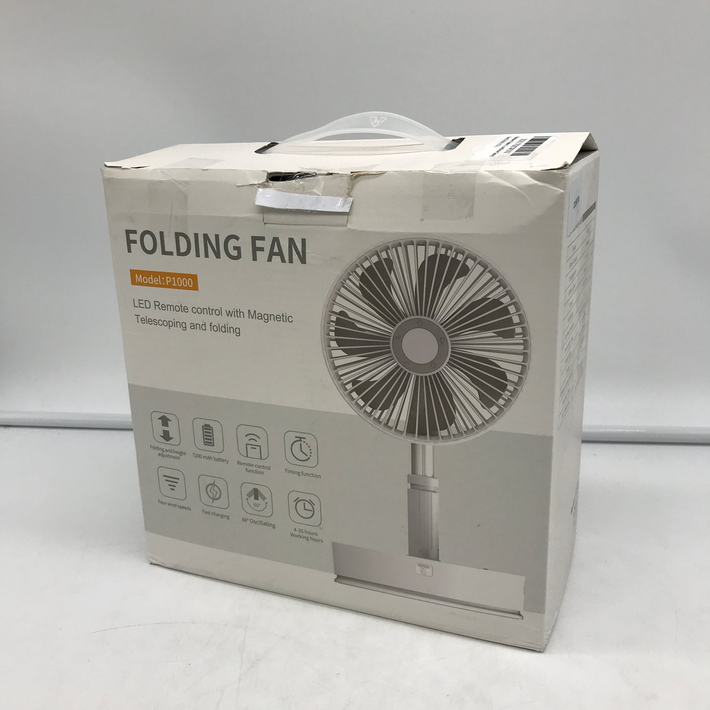 Foldable Oscillating Standing Fan White Portable Pedestal Quiet Desk Fan