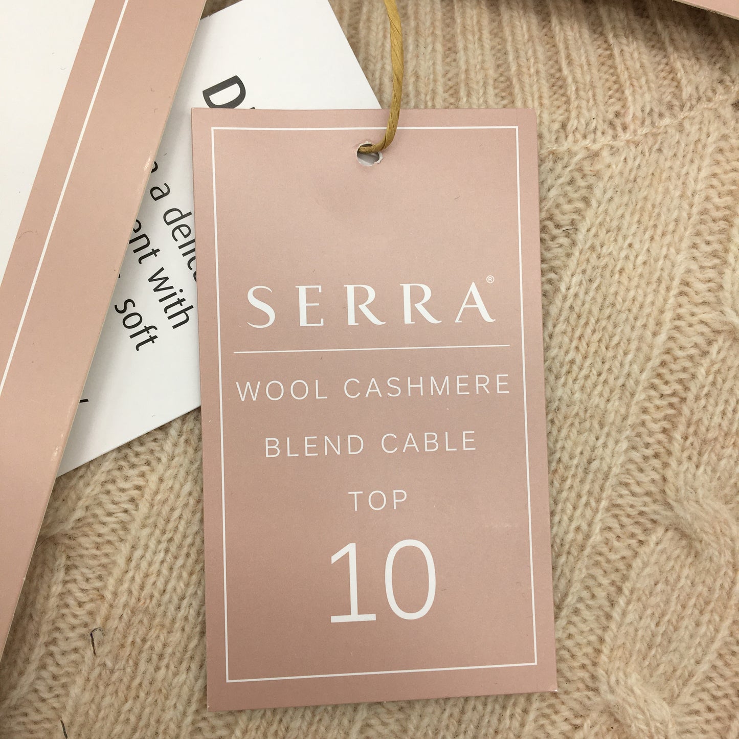 Serra Womens Ivory Wool Cashmere Blend Cable Top Size 10 NEW