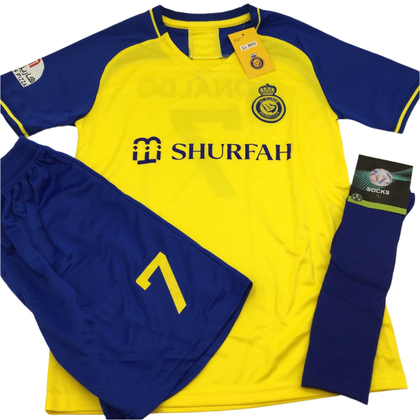 Alnassr F.C. Ronaldo #7 TShirt, Shorts & Sock Set 12-13Yrs Mens Size XS NEW