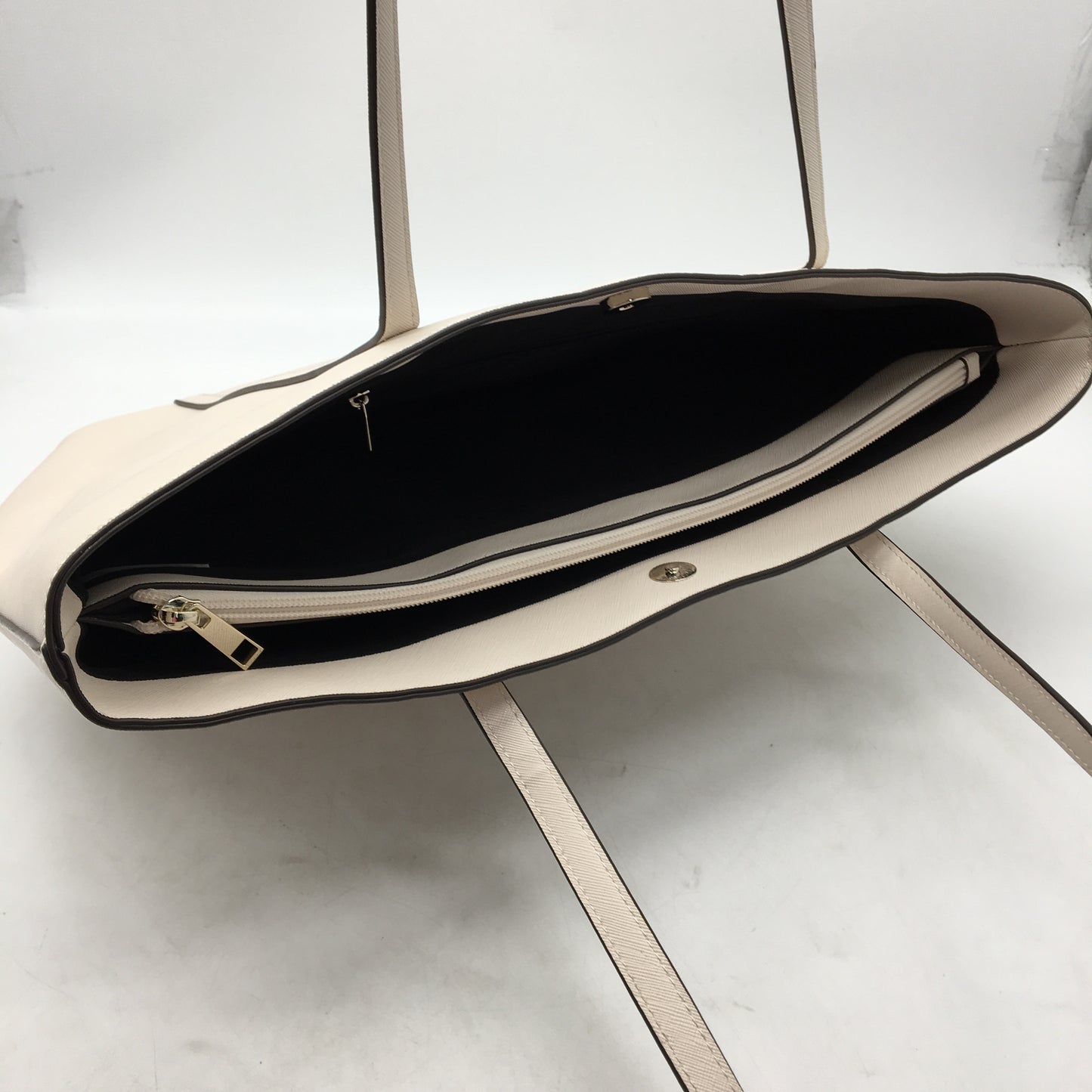 Target Cream Leather Look Large Work Style Fully Lined Tote Hand Bag NEW