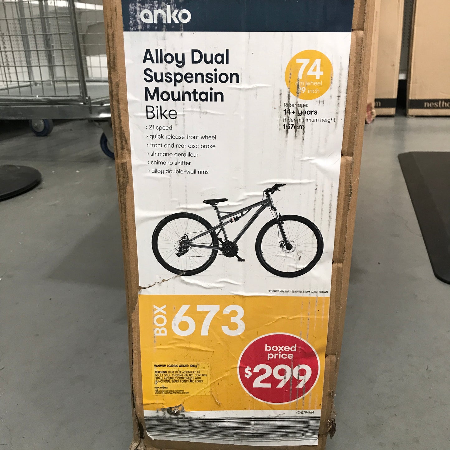 Alloy Dual Suspension Mountain Bike 74cm Wheels 21 Speed Shimano Drifter