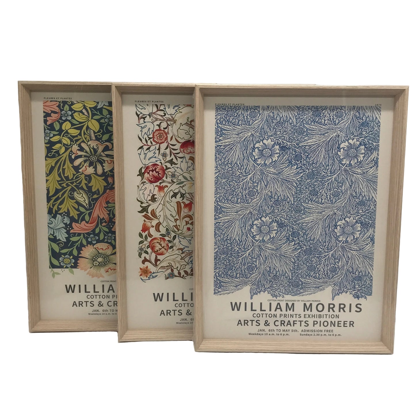 William Morris 3Pack Framed Wall Art Cotton Prints Exhibition Artwork Decor NEW
