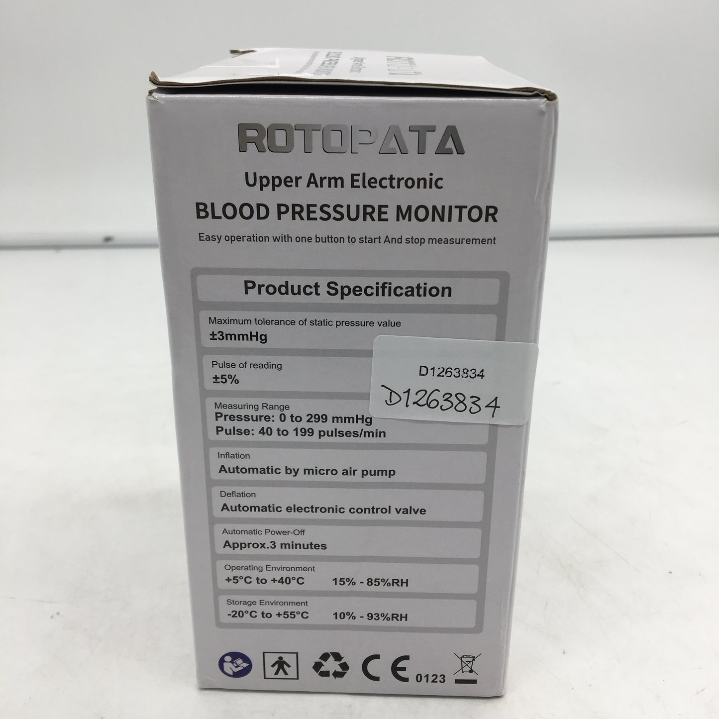 ROTOPATA U87E Upper Arm Electronic Blood Pressure Monitor Air Pump