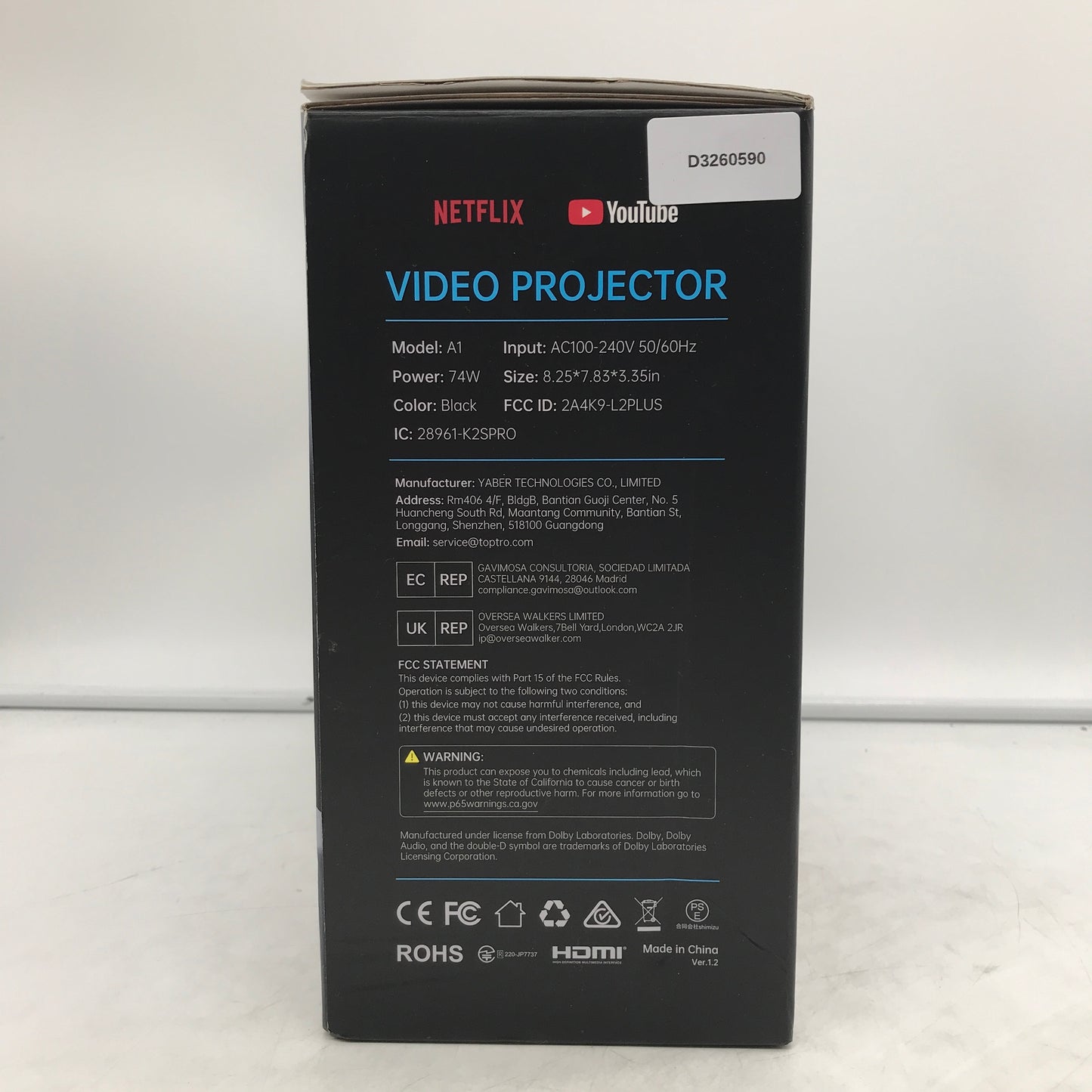 Toptro A1 Smart 4K Projector Built In Apps 1000ANSI Dolby Audio Native 1080P