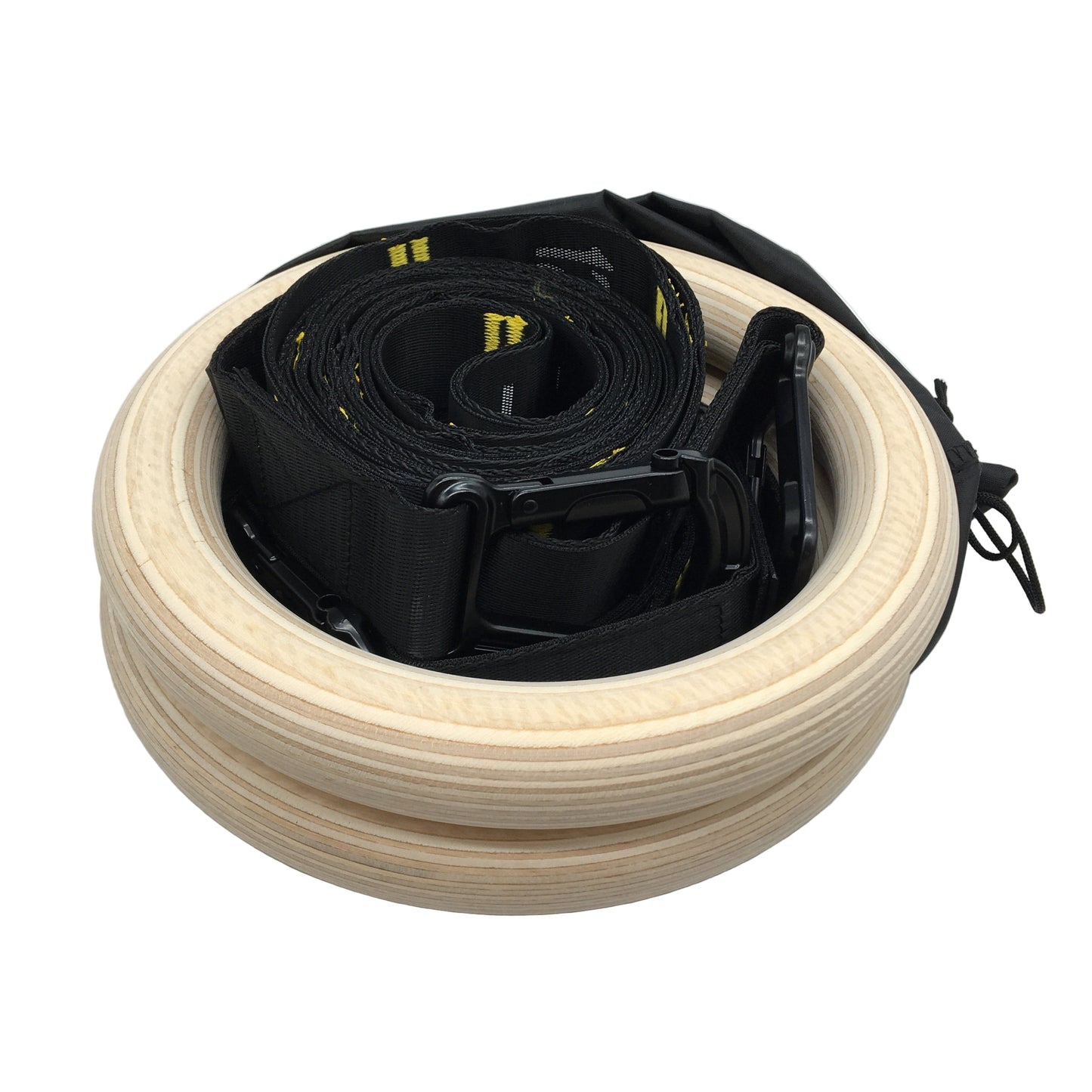 Double Circle Wood Gymnastics Rings With Quick Adjust Numbered Straps