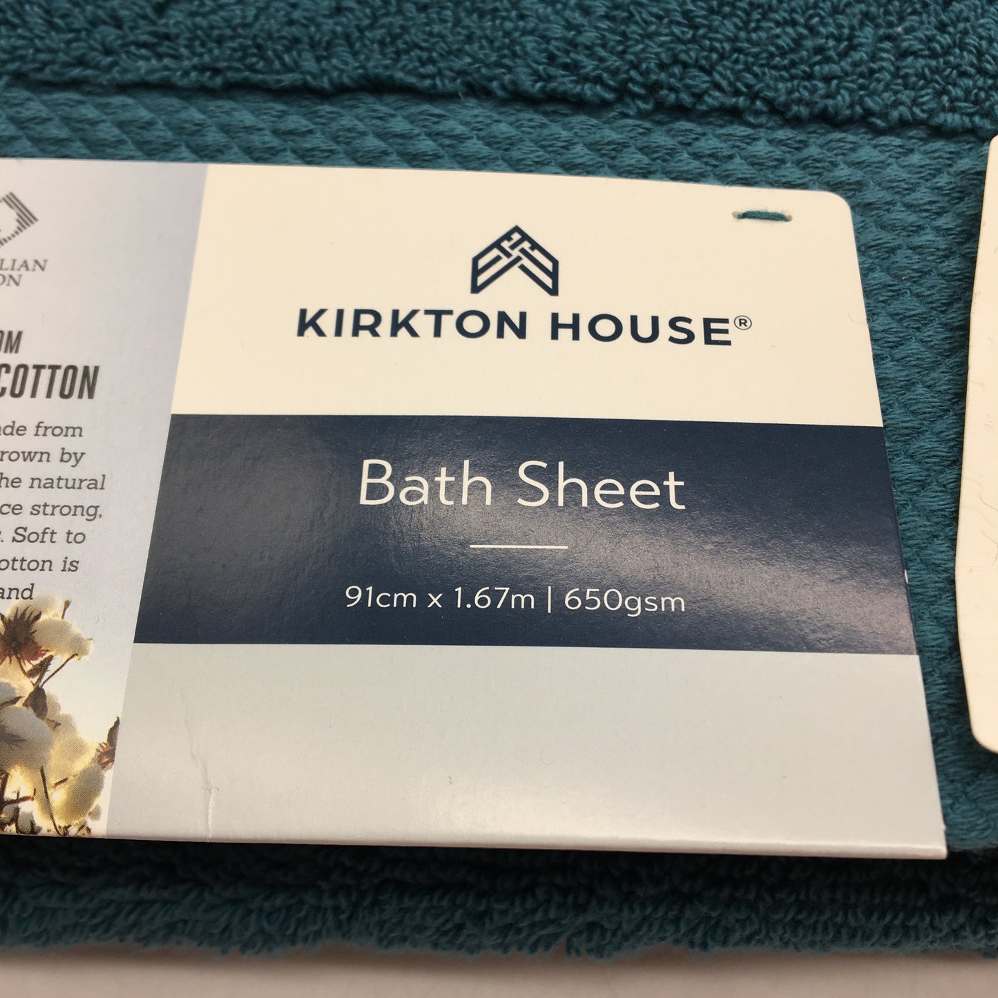 Kirkton House 3pc Blue and Teal Cotton Bath Sheet and Hand Towels NEW