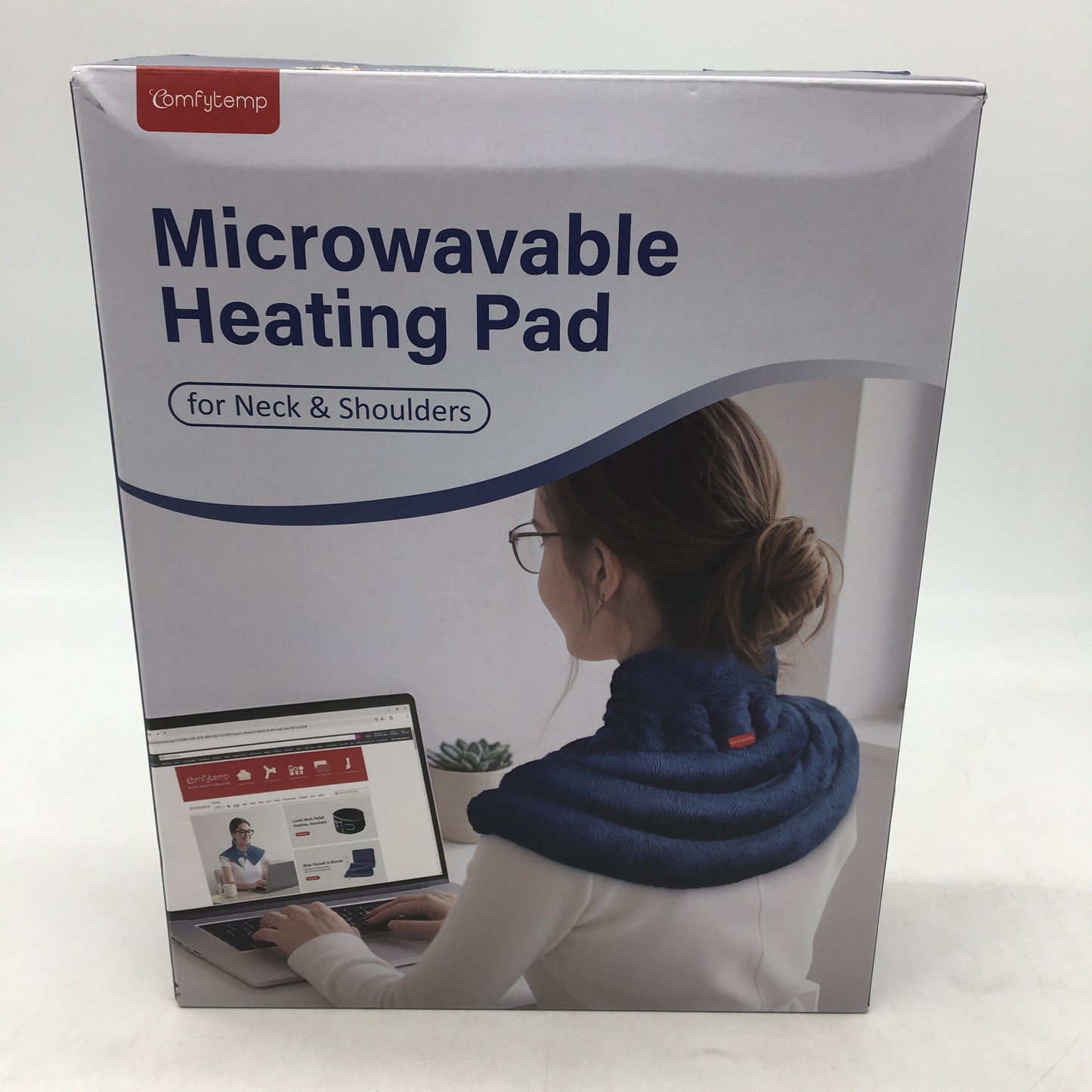 ComfyTemp Microwaveable Blue Flannel Heating Pad for Neck and Shoulders NEW