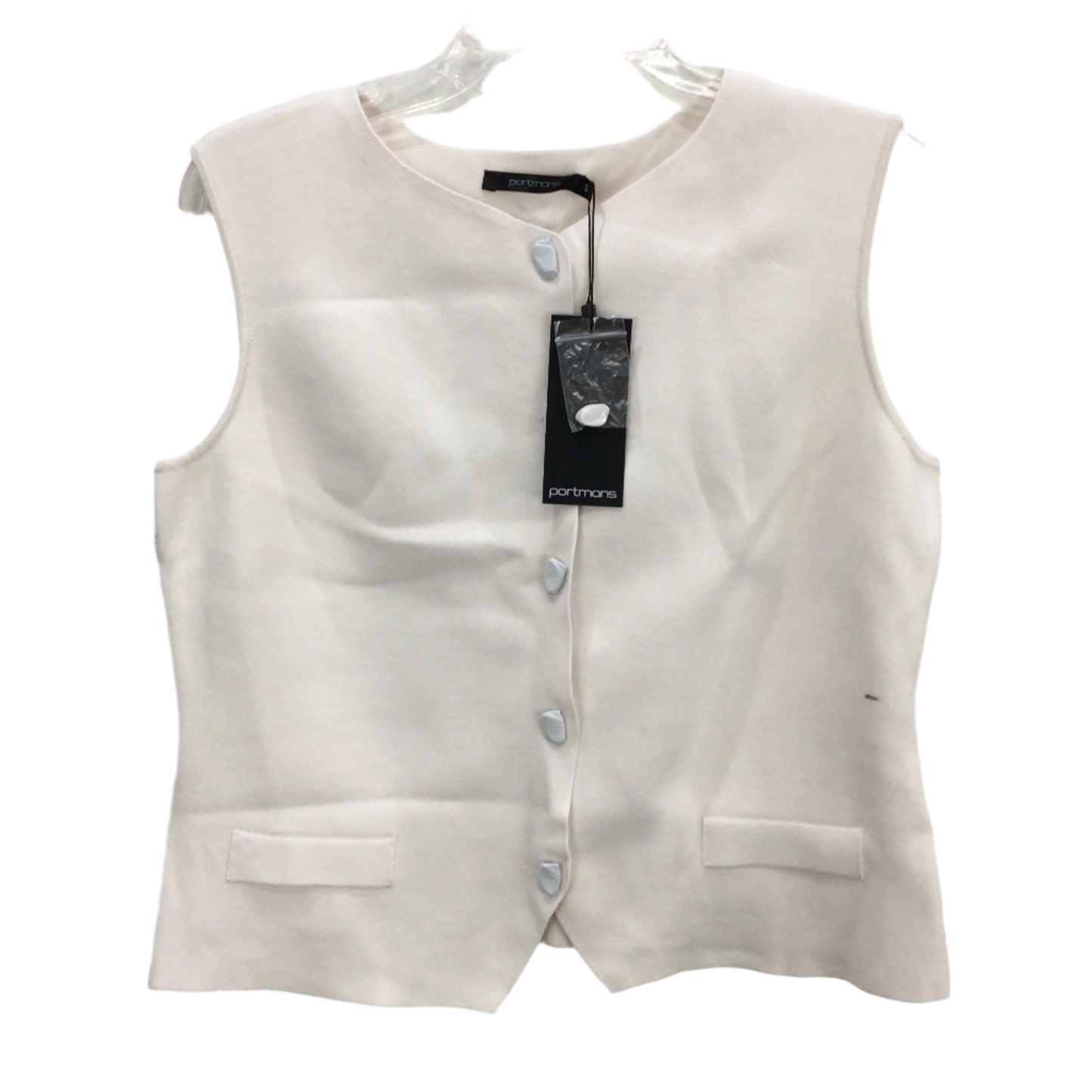 Portmans  White Dolly Milano Abstract Button Vest Top Ladies Size Small NEW