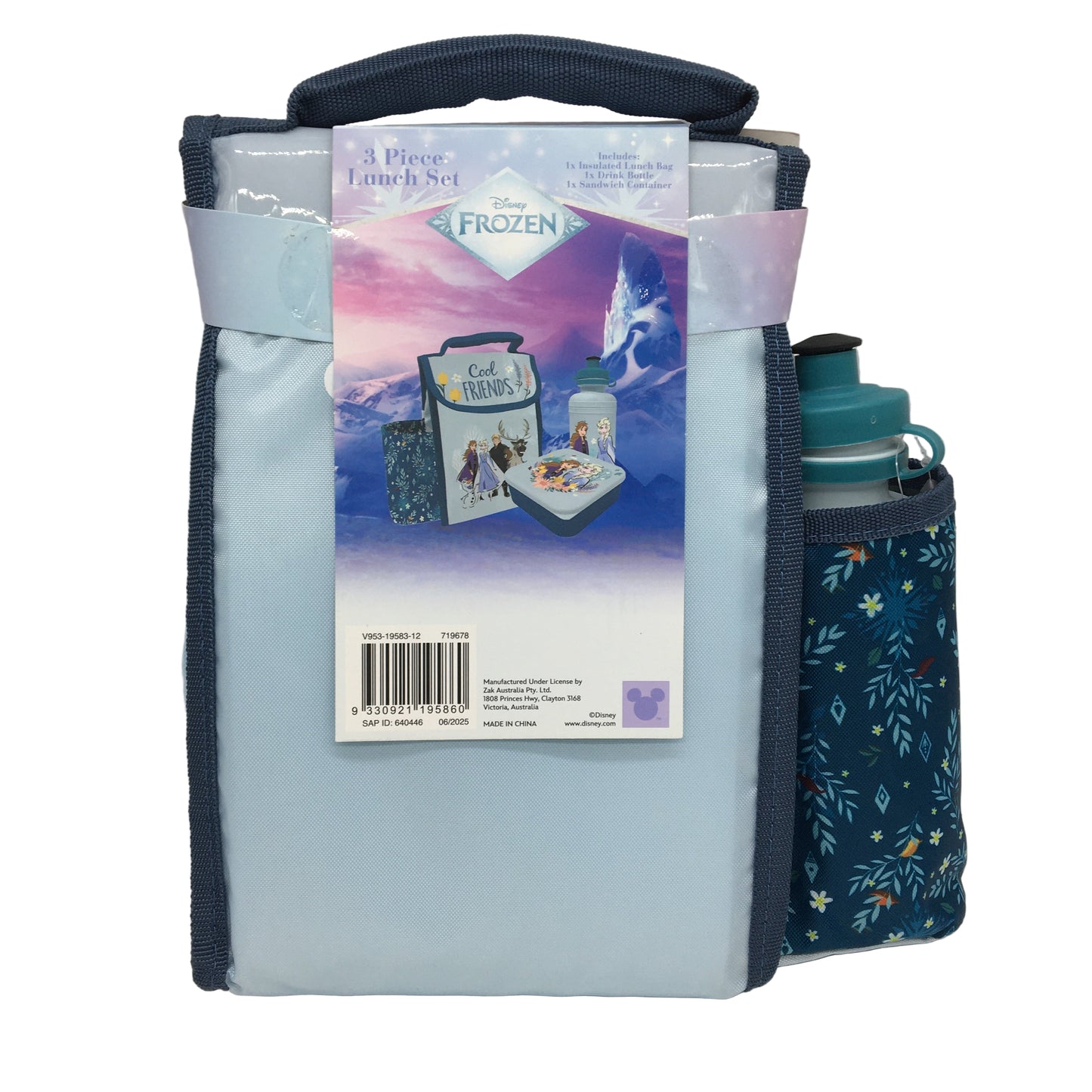 Disney Frozen Kids Bundle 3Pcs Lunch Bag Set & Elsa Soft Fluffy Single Blanket