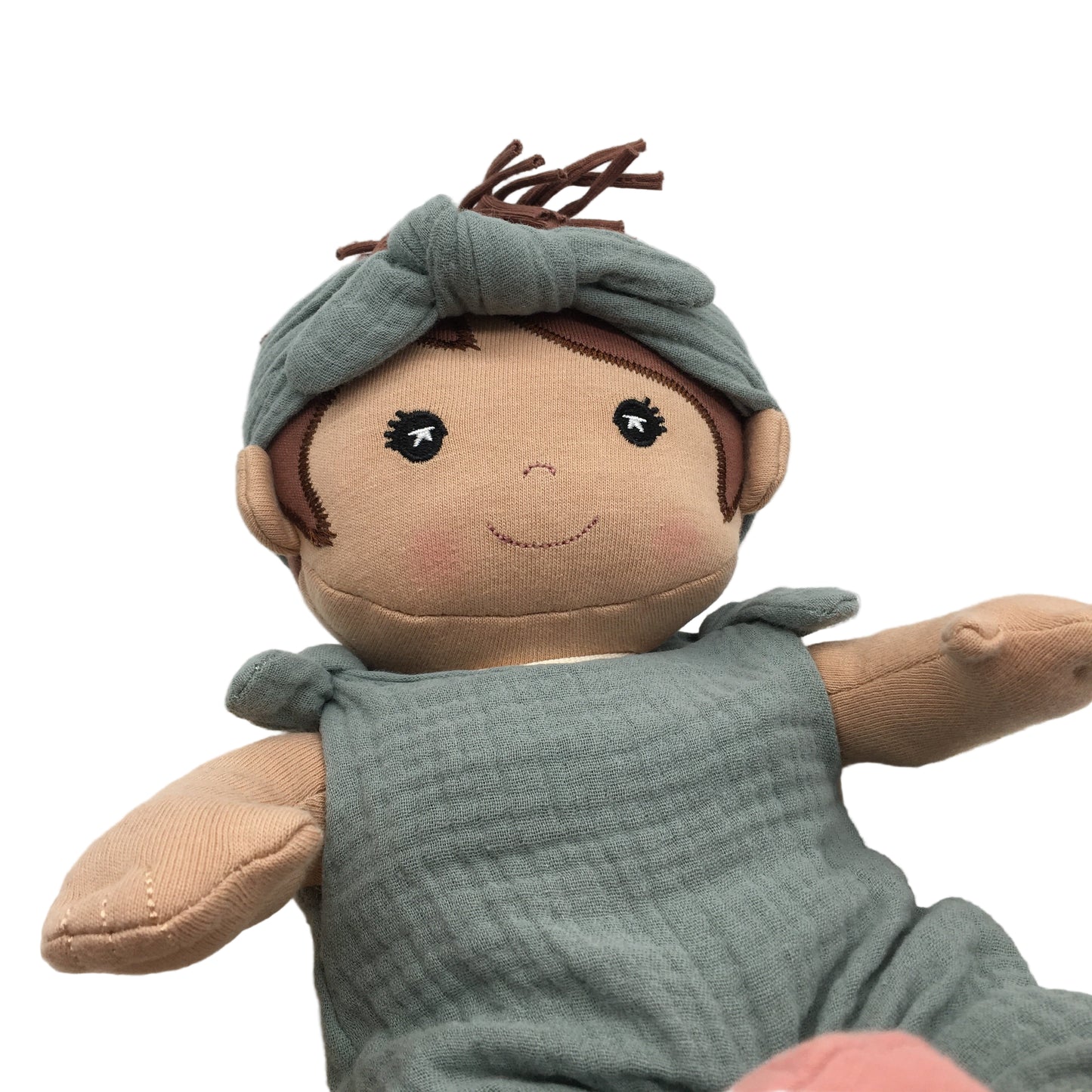 Apple Park Kids 100% Organic Cotton Paloma In Teal Muslin Soft Doll Ages 3+ NEW