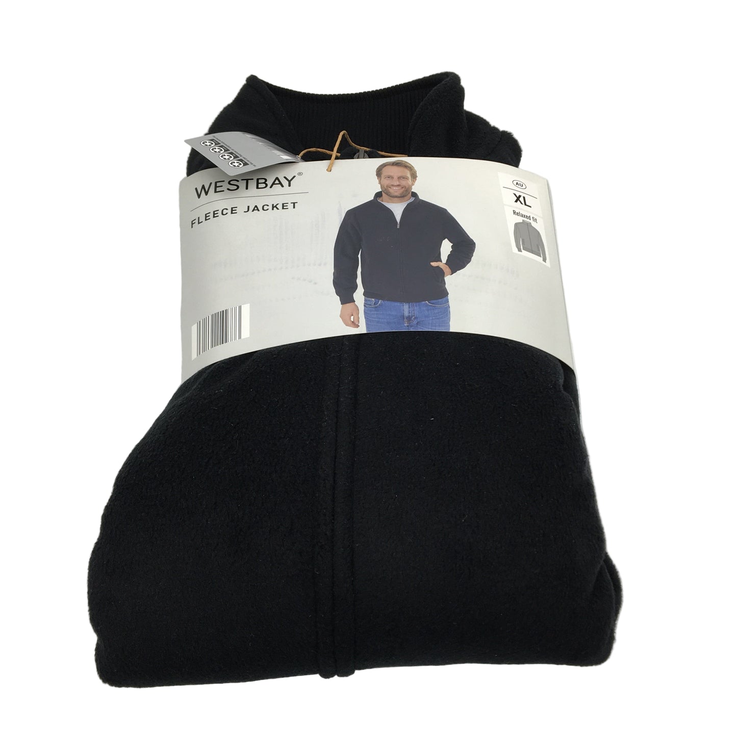 Westbay Black Relaxed Fit Full Zip Soft Warm Fleece Jacket Mens Size Large NEW