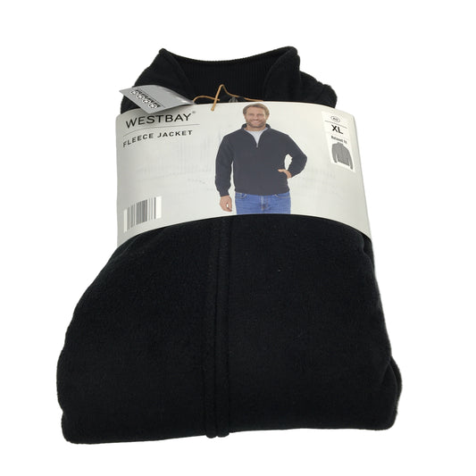Westbay Black Relaxed Fit Full Zip Soft Warm Fleece Jacket Mens Size Large NEW