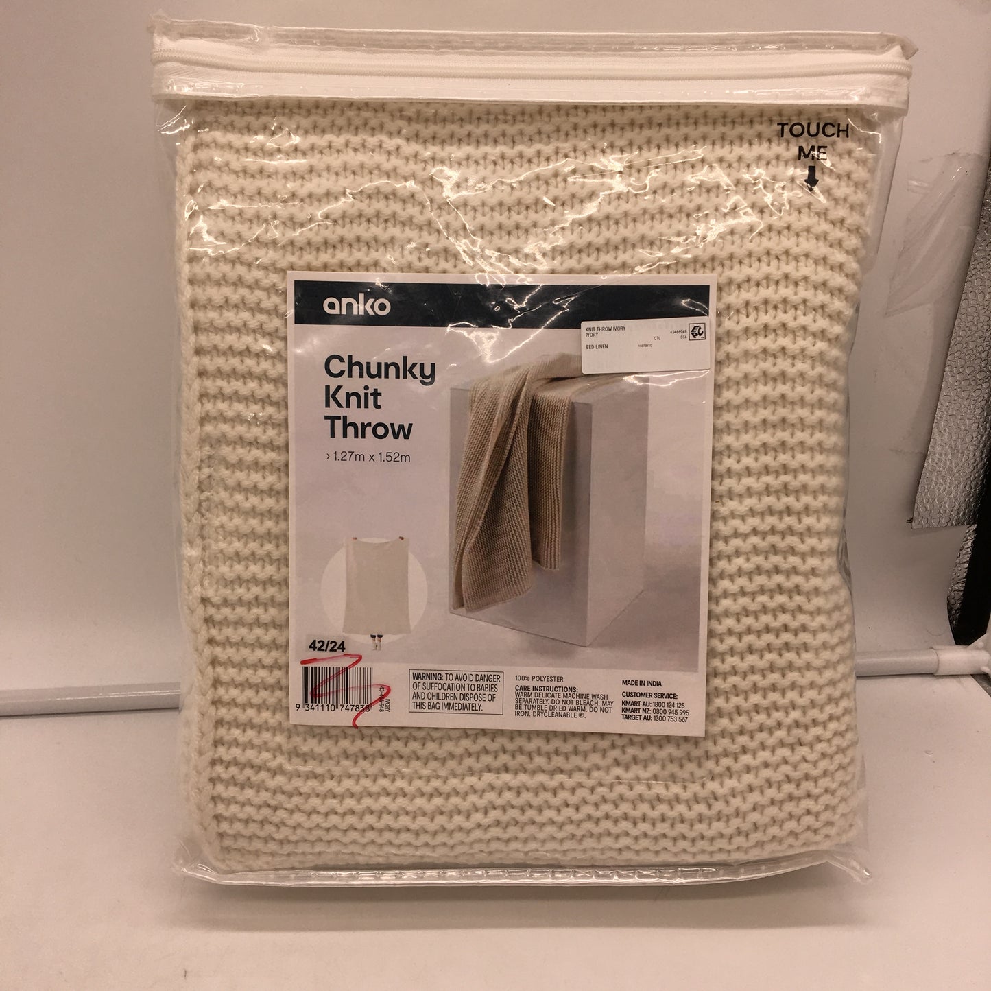 Set of 2 Ivory White Chunky Knit Textured Weave Throw Blankets 1.27x1.52m NEW