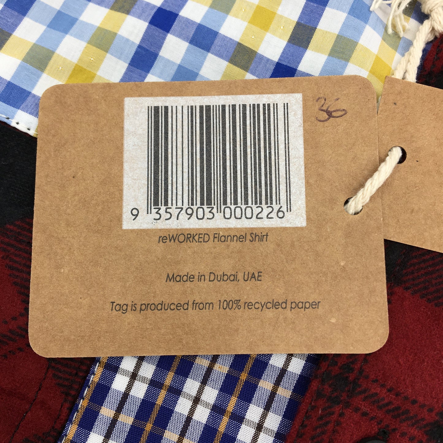 re-UP Handcrafted Upcycled Fabrics Red Check Flannel Shirt Size XL Multicoloured - Cotton Durable Lightweight reWORKED