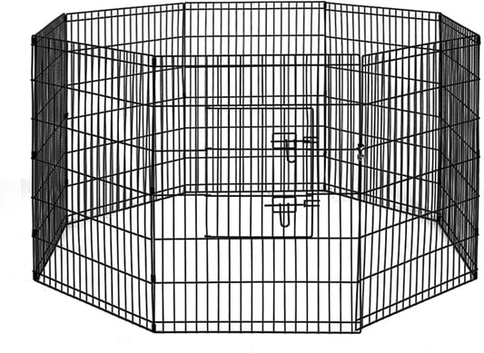 IPet 36" 8 Panel Puppy Dog Play Pen Fence Enclosure Pet Barrier Black NEW