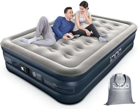 Idoo Queen Sz Air Mattress With Built In Electric Pump Carry Bag R-M002