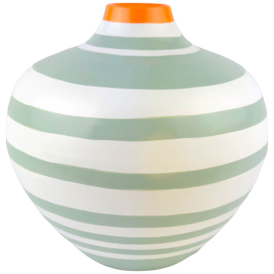 Ruta Green & White Metal Vase NEW