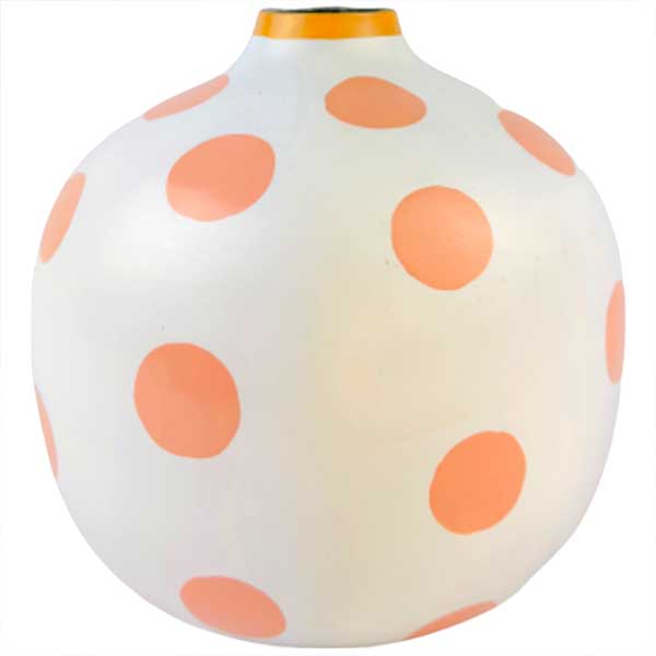 Handcrafted Iron Vase with Pink Spots Artistic Home Decor Pink and White Hand Painted Metal - Lightweight Durable NEW