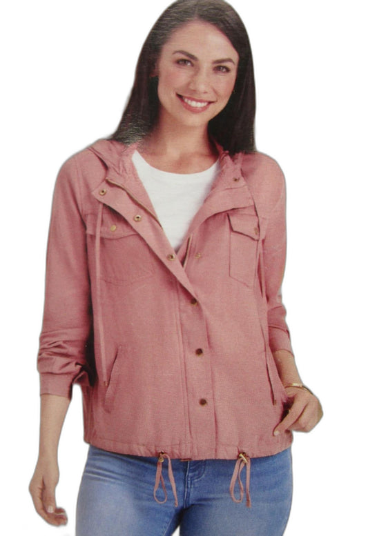 Serra Womens Soft Blush Pink Hooded Long Sleeve Jacket Ladies Size 14 NEW