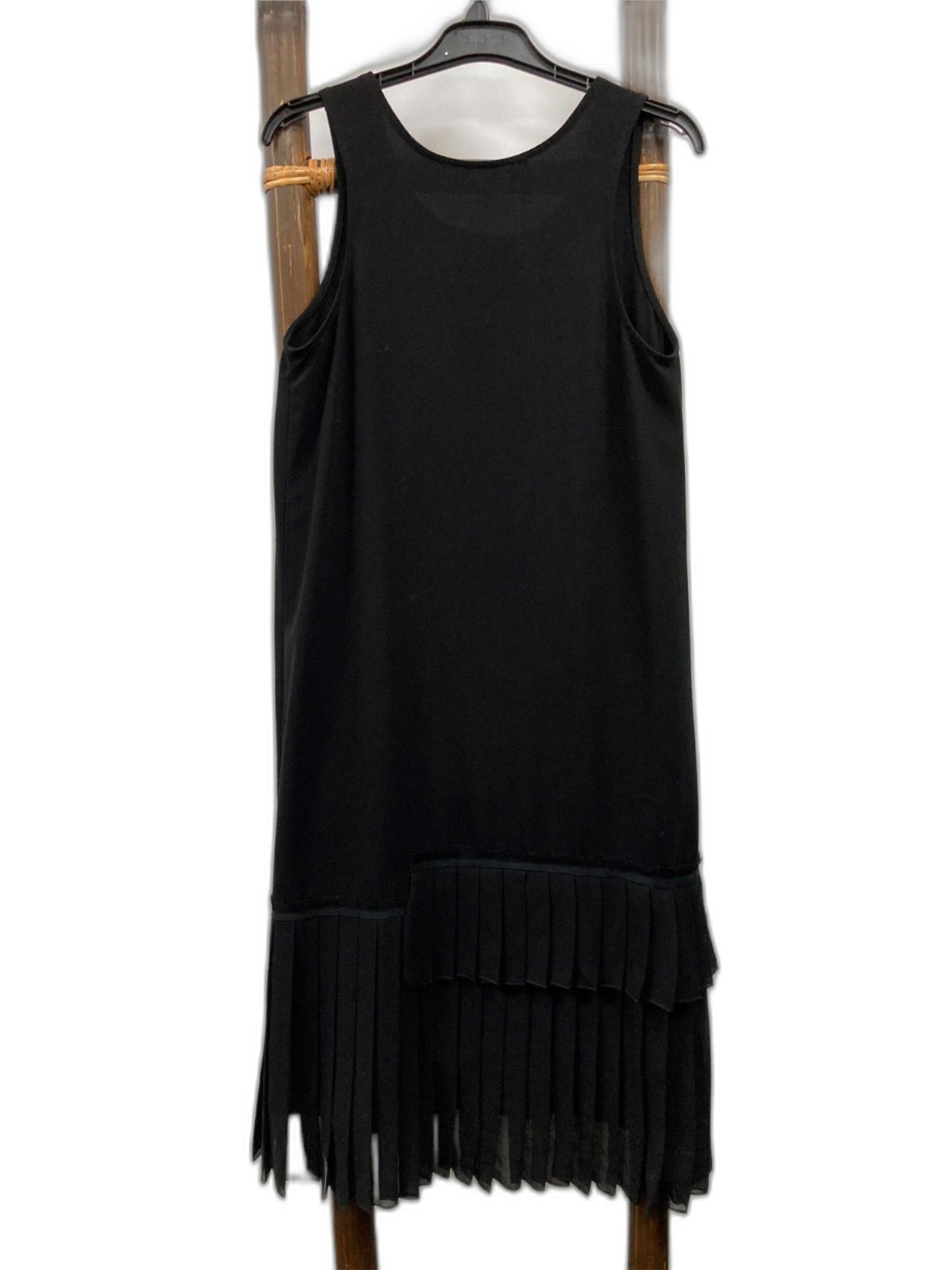 Cooper Lined Pretty Pleats Sleeveless Straight Dress Black Ladies Sz S