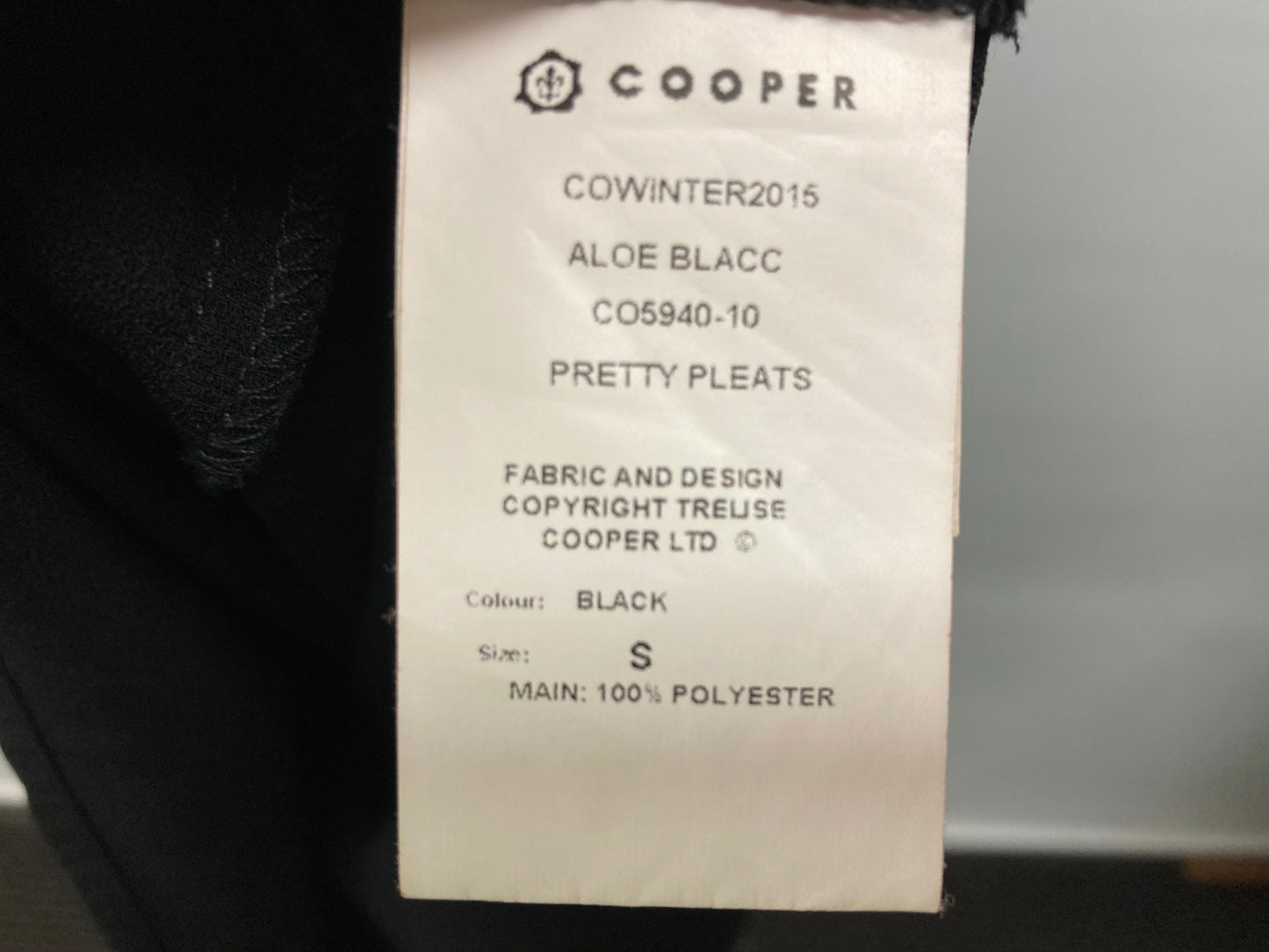 Cooper Lined Pretty Pleats Sleeveless Straight Dress Black Ladies Sz S