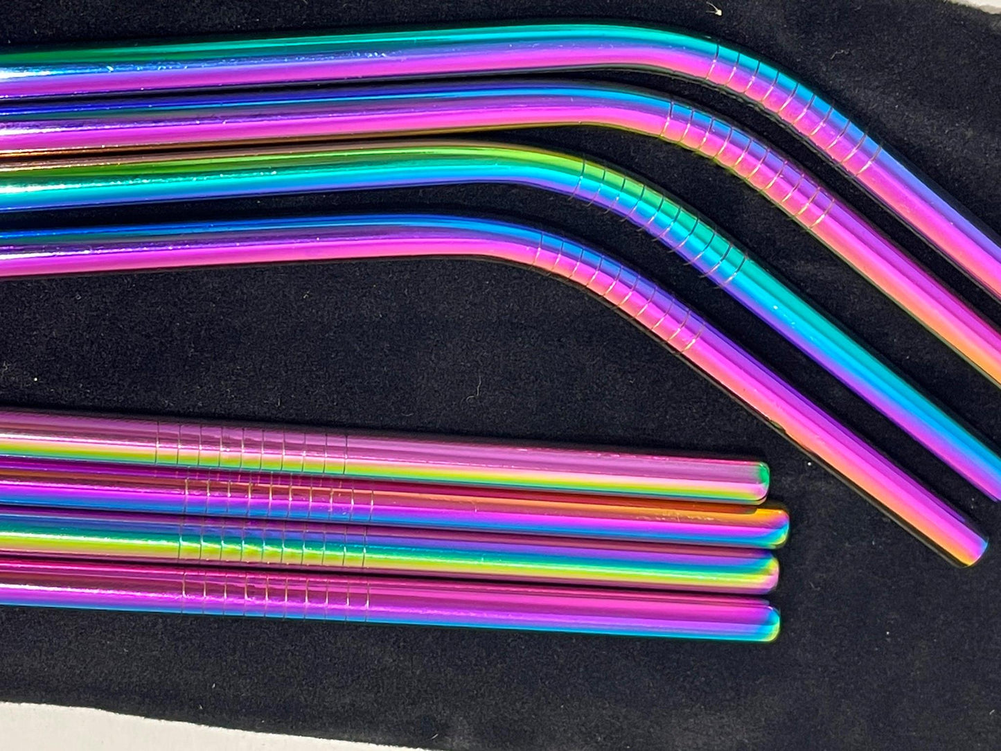 10Pc Coloured Metal Stainless Steel Reusable Straws W/Cleaning Brushes Rp$20 NEW