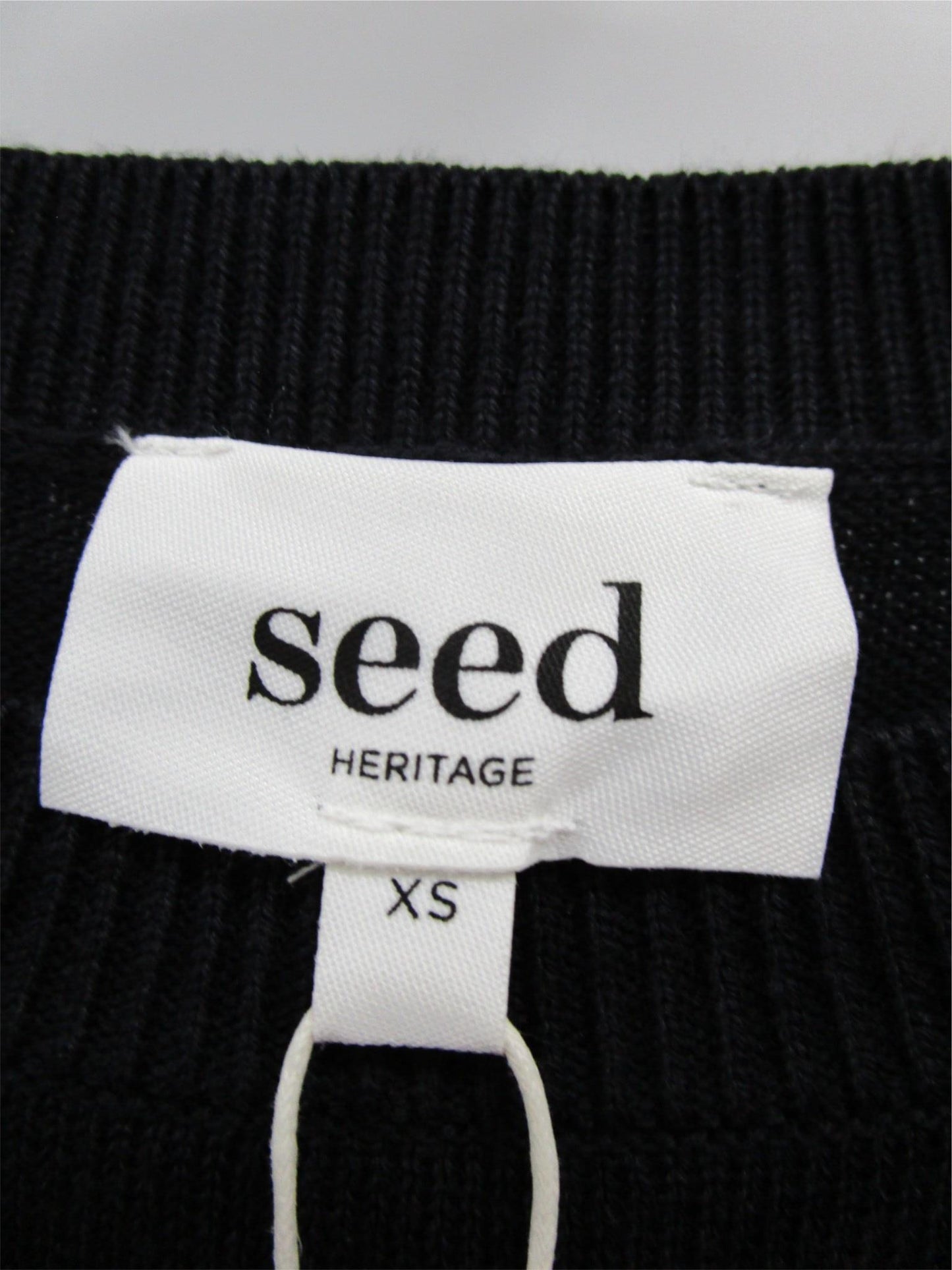 Seed Heritage Deep Navy & Cream Long Sleeve Knit Top Ladies Size Xs NEW