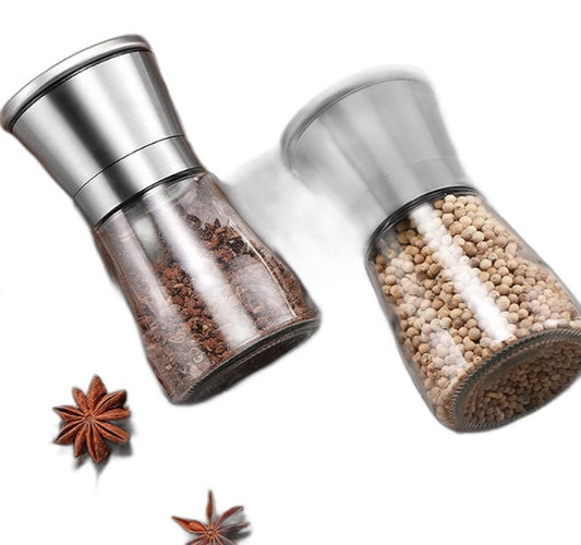 Bayso Stainless Steel 2Pce Salt & Pepper Grinders Adjustable Mills Set NEW