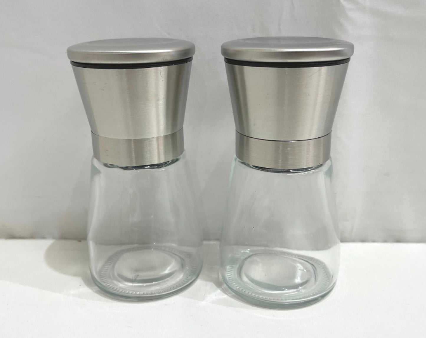 Bayso Stainless Steel 2Pce Salt & Pepper Grinders Adjustable Mills Set NEW