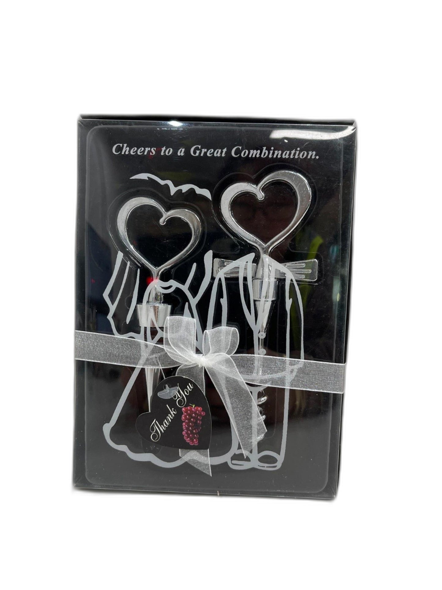 Wedding Bottle Stopper & Corkscrew Gift Box Set-Great Thankyou Gift Rp$25 NEW