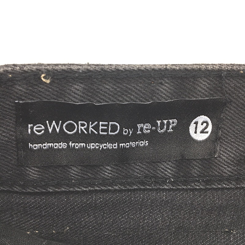 re-UP Handcrafted Upcycled Fabrics 2Tone Veronica Mini Skirt Sz 12 Blue Denim - Durable Lightweight Design reWORKED