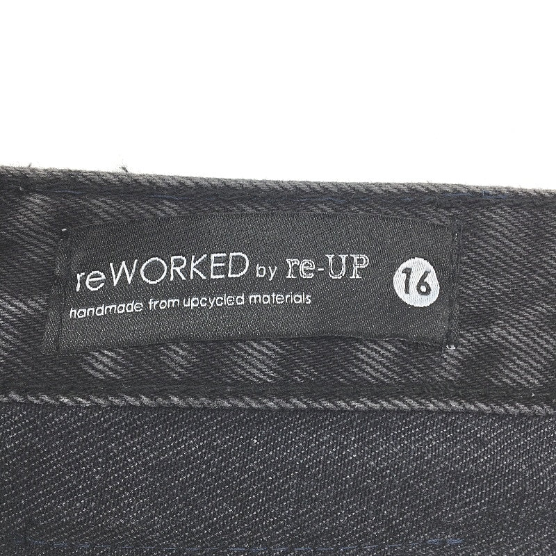 re-UP Handcrafted Upcycled Fabrics Black Veronica Mini Skirt Sz 16 Blue Denim - Durable Lightweight Design reWORKED
