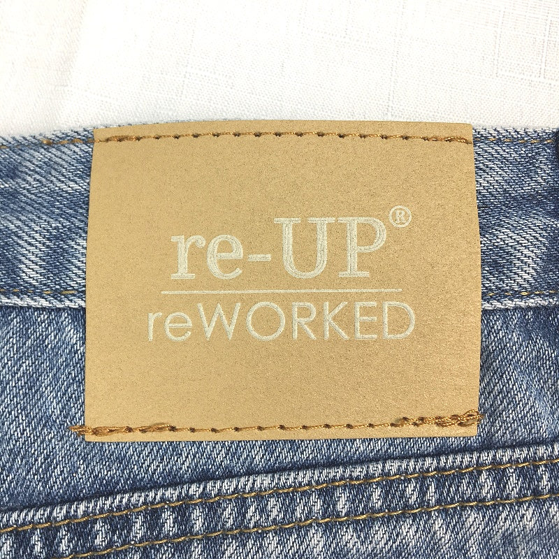 re-UP Handcrafted Upcycled Fabrics Black Veronica Mini Skirt Sz 16 Blue Denim - Durable Lightweight Design reWORKED