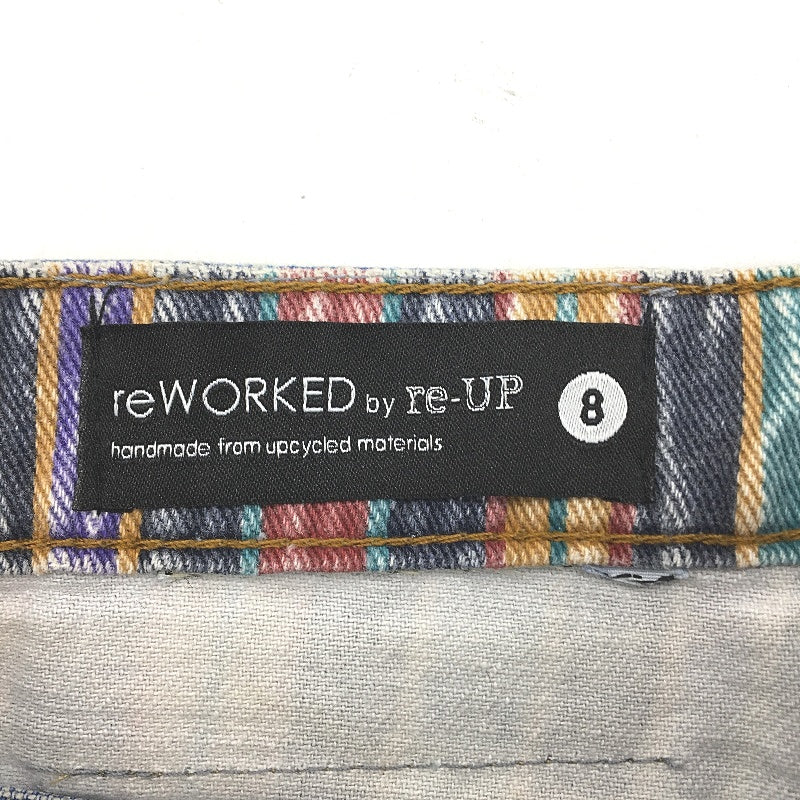 re-UP Handcrafted Upcycled Fabrics 2Tone Veronica Mini Skirt Sz 8 Blue Denim - Durable Lightweight Design reWORKED