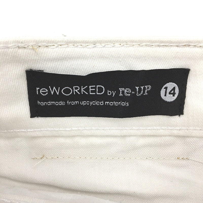 reWORKED re-UP Handcrafted Upcycled Fabrics White Blck RaRa Mini Skirt Sz 14