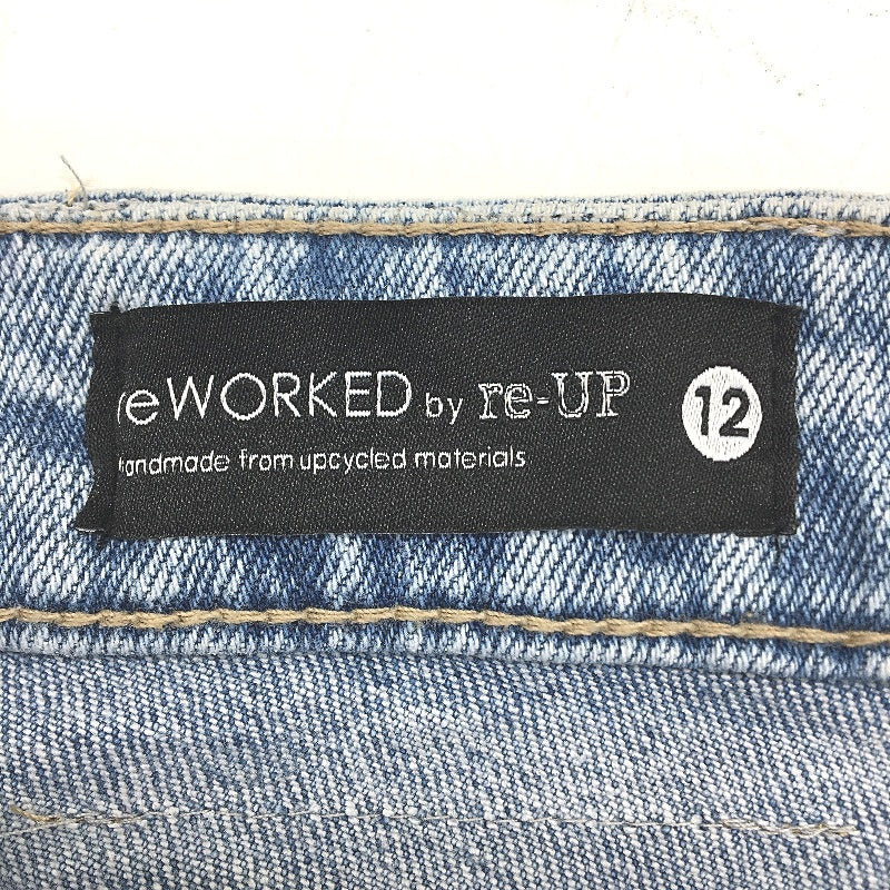 re-UP Handcrafted Upcycled Fabrics Blue Wash Ramona Skirt Size 12 Blue Denim - Durable Lightweight Design reWORKED