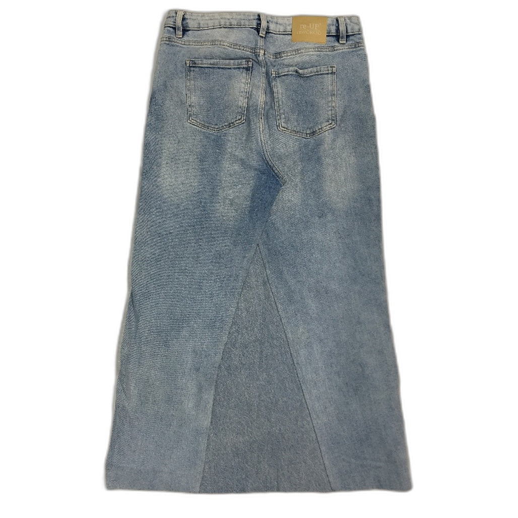 re-UP Handcrafted Upcycled Fabrics Wash Denim Ramona Skirt Size 16 Blue - Durable Lightweight Design reWORKED