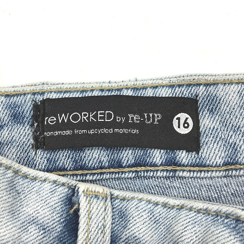 re-UP Handcrafted Upcycled Fabrics Wash Denim Ramona Skirt Size 16 Blue - Durable Lightweight Design reWORKED