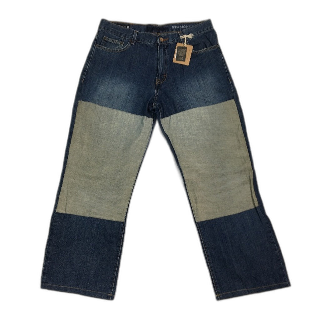 re-UP Handcrafted Upcycled Fabrics Blue Alex Patch Jeans Size 32 - Blue Denim Durable Fast Shipping reWORKED
