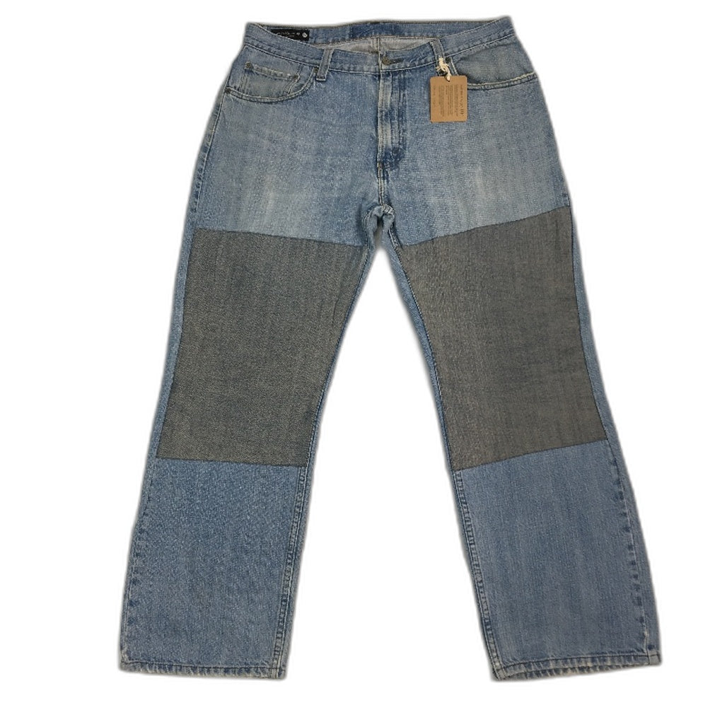 reWORKED re-UP Handcrafted Upcycled Fabrics Blue Alex Patch Jeans Size 36