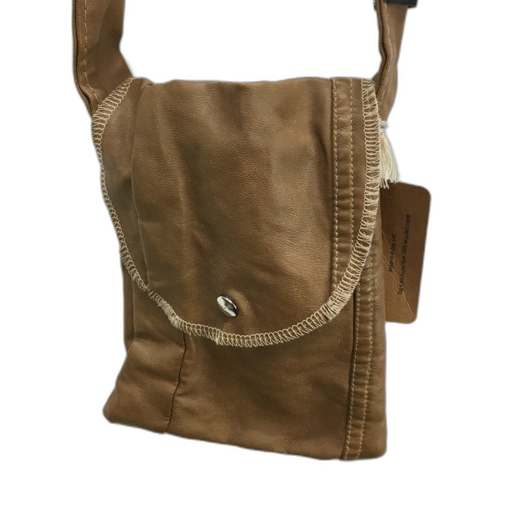 reWORKED by re-UP Handcrafted Upcycled Fabric Leather Look Brown Shoulder Pouch
