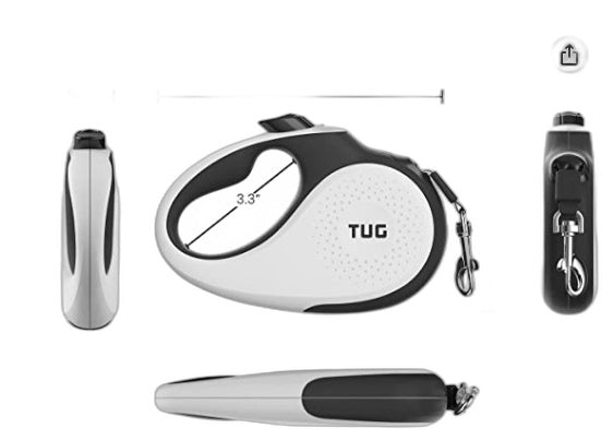 Tug 360 Degree Retractable Dog Lead Dogs Up To 15Kg 5M Grey/Black Rp$30 NEW